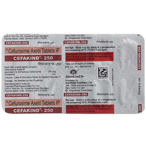 cefakind 250mg tablet 10's